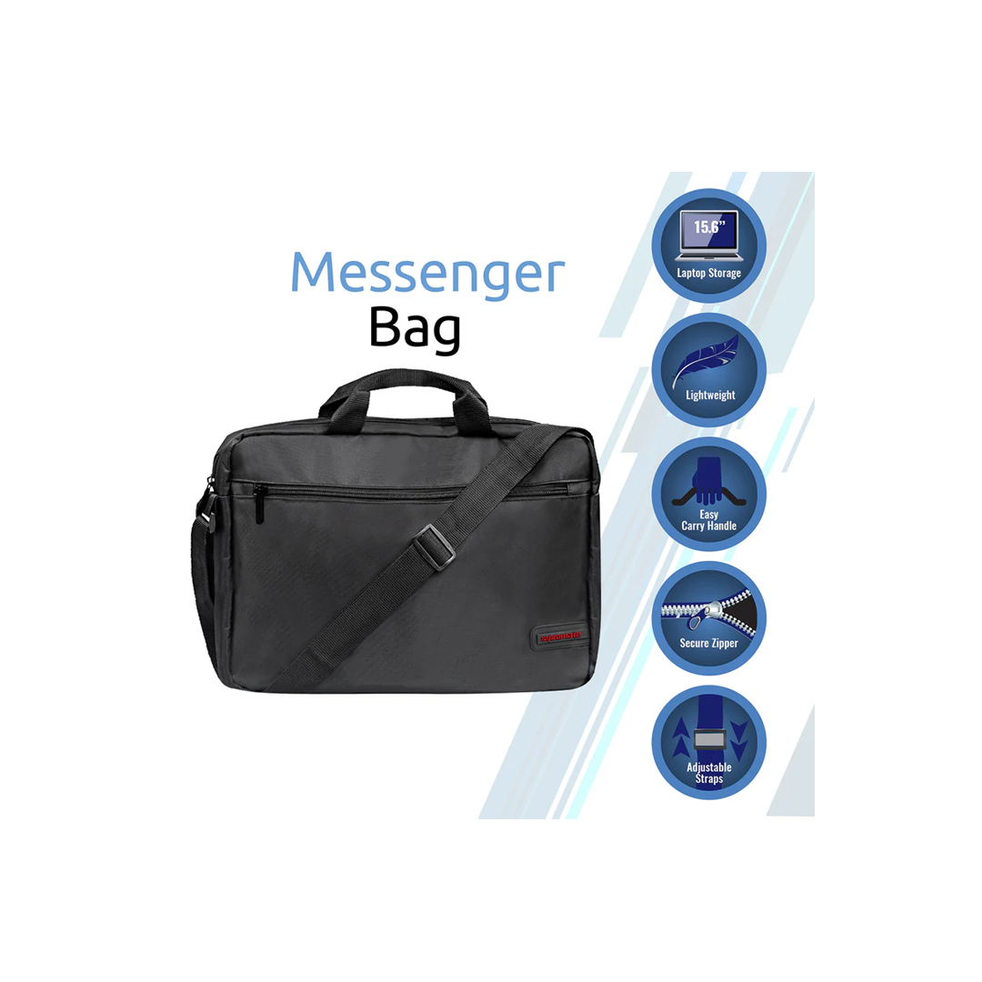 Promate Lightweight Messenger Bag with Front Storage Zipper for Laptops up to 15.6 - Black in Qatar Promate Lightweight Messenger Bag with Front Storage Zipper for Laptops up to 15.6 - Black in Qatar